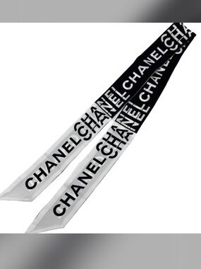 Chanel Black and White Logo Ombre Bandeau Twilly